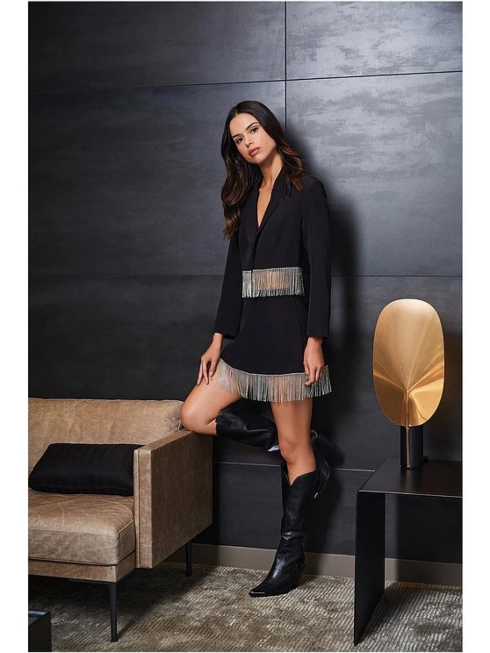 Gianni Bini Black Skort with Crystal Fringe